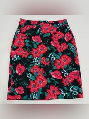 ANN TAYLOR Outlet Skirt Womens 2 Black Floral Pencil Career Office Bloomcore